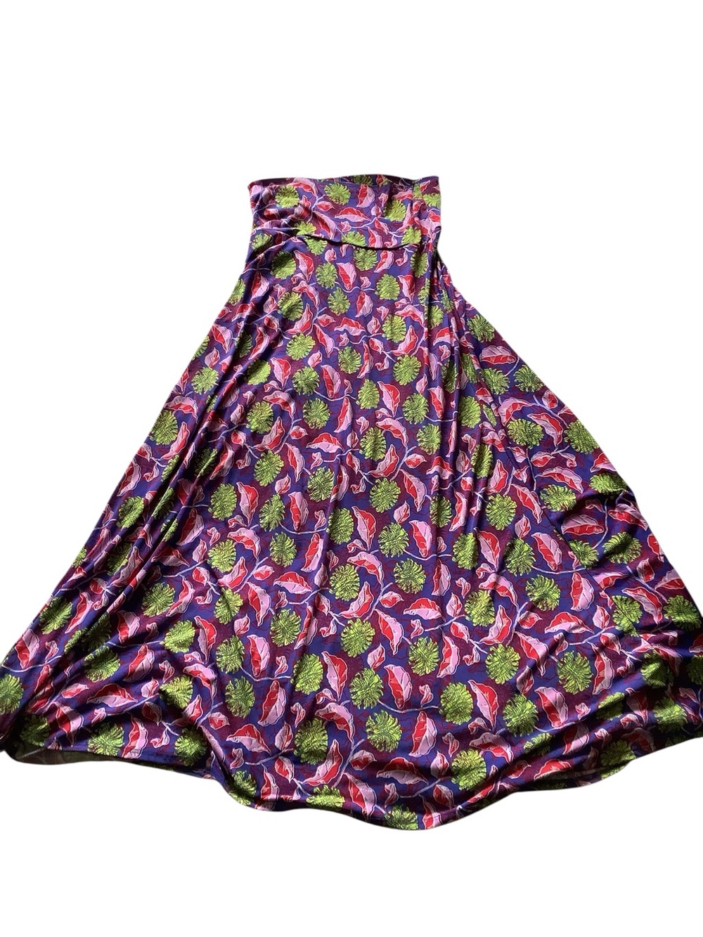 Small LuLaRoe Maxi Dress Skirt Botanical Print Purple Green
